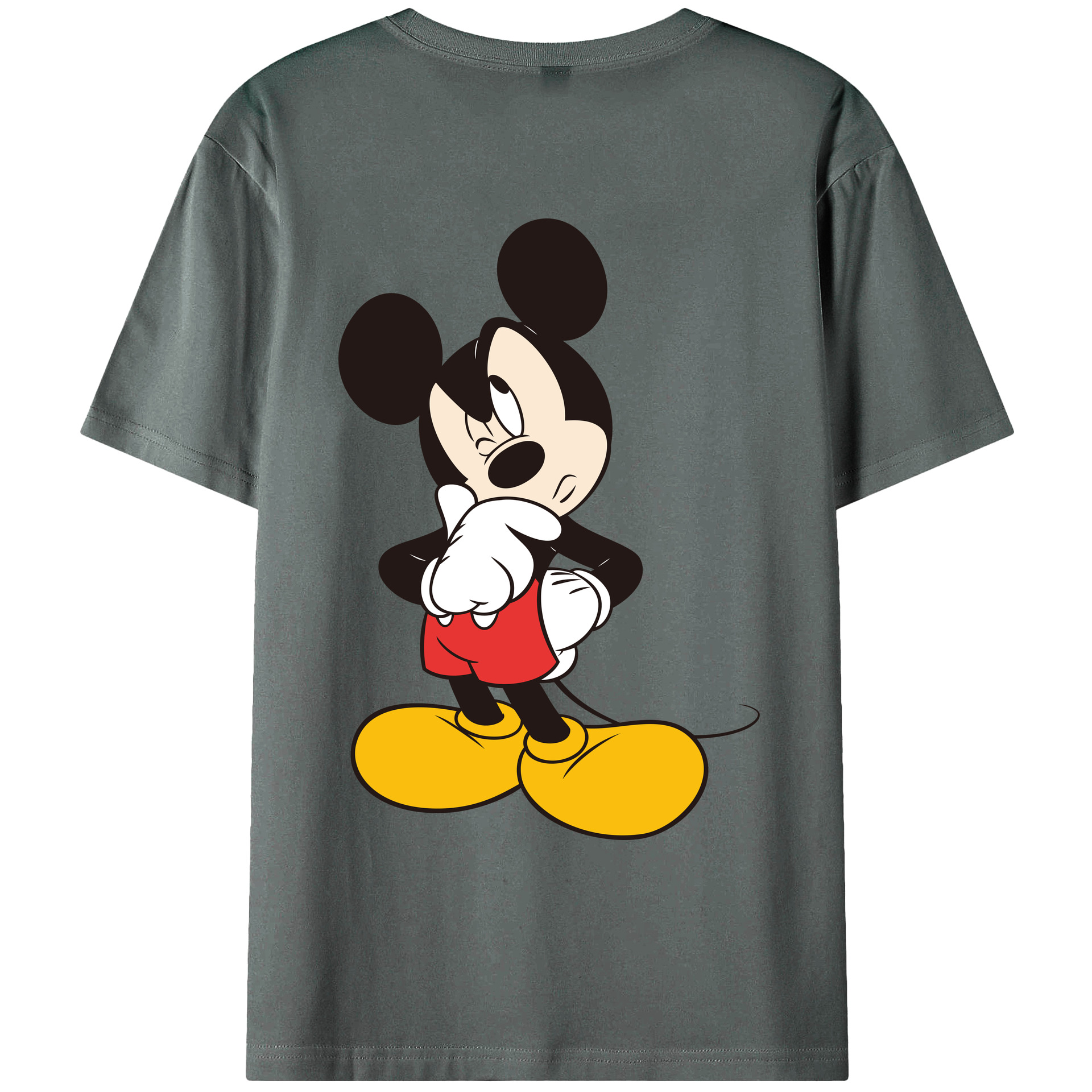 ミッキーマウス Mickey Mouse 綿100％ メンズ半袖Tシャツ（バックプリント） 通気性